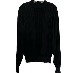 Tulliano Women’s XL Black Silk Cotton Long Sleeve Mock Neck Sweater G4